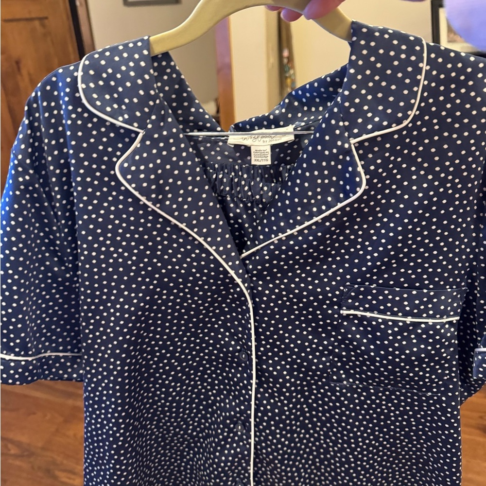 Navy Polka Dot Pajama Top